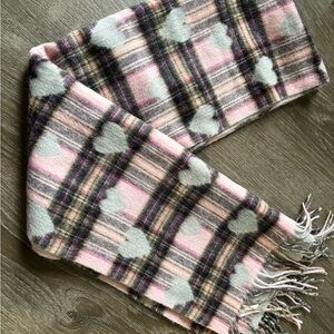 Talbot Wool Plaid Scarf with Heart Pattern
